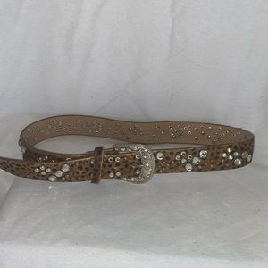 Cara New York Mohair Cheetah w/crystals and bronze beading, Diamond buckle